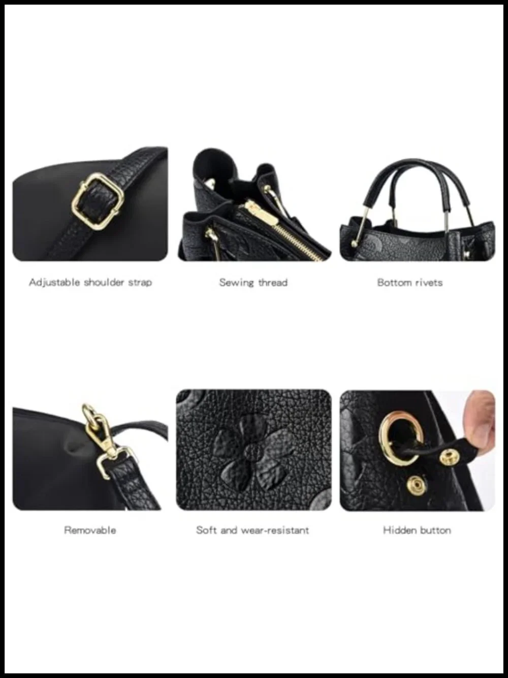 Vegan Leather Floral Hobo Top Handle Handbag Purse Women 3-in-1 Satchel Tote